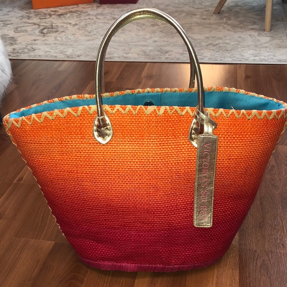 Victoria's Secret Handbags - Victoria’s Secret Ombré straw Beach Bag